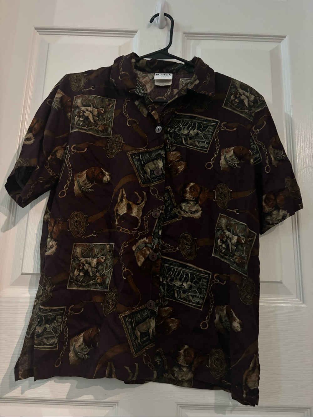 Koret Brown Patterned Short Sleeve hunting dog shirt
